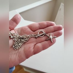 Silver starfish toggle necklace